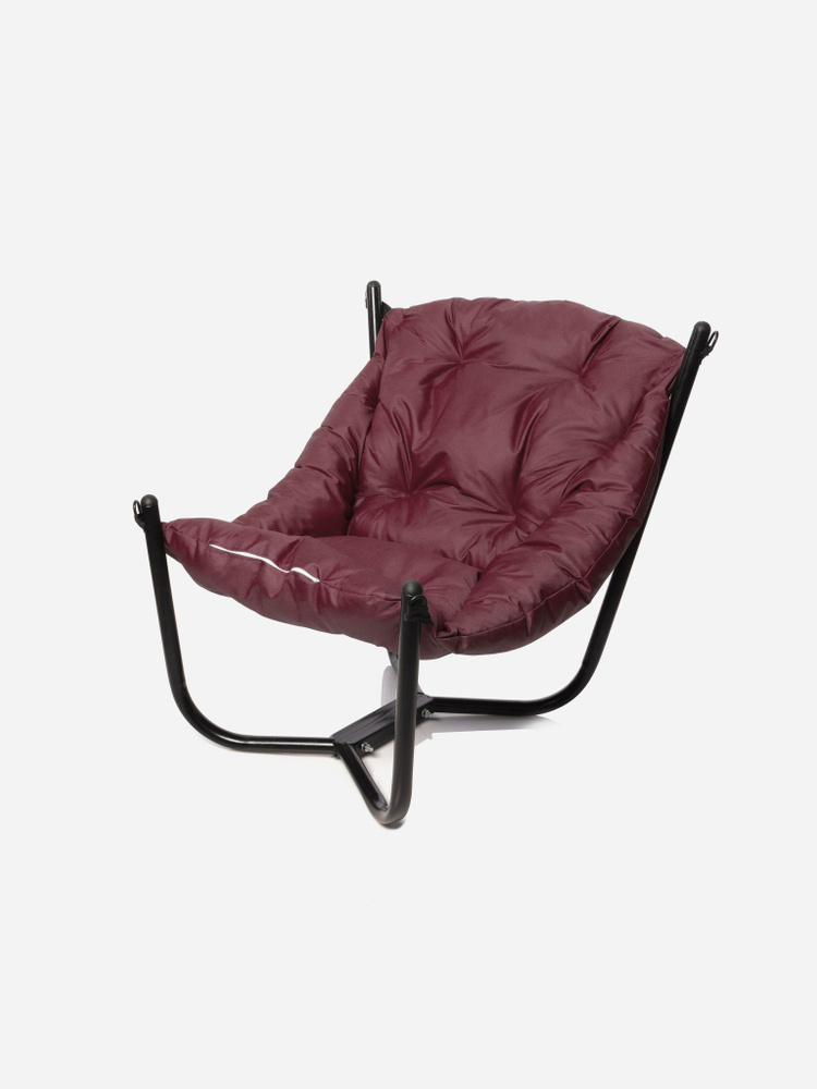 Мягкое кресло для дачи и дома Гамак чёрное бордовая подушка  #1