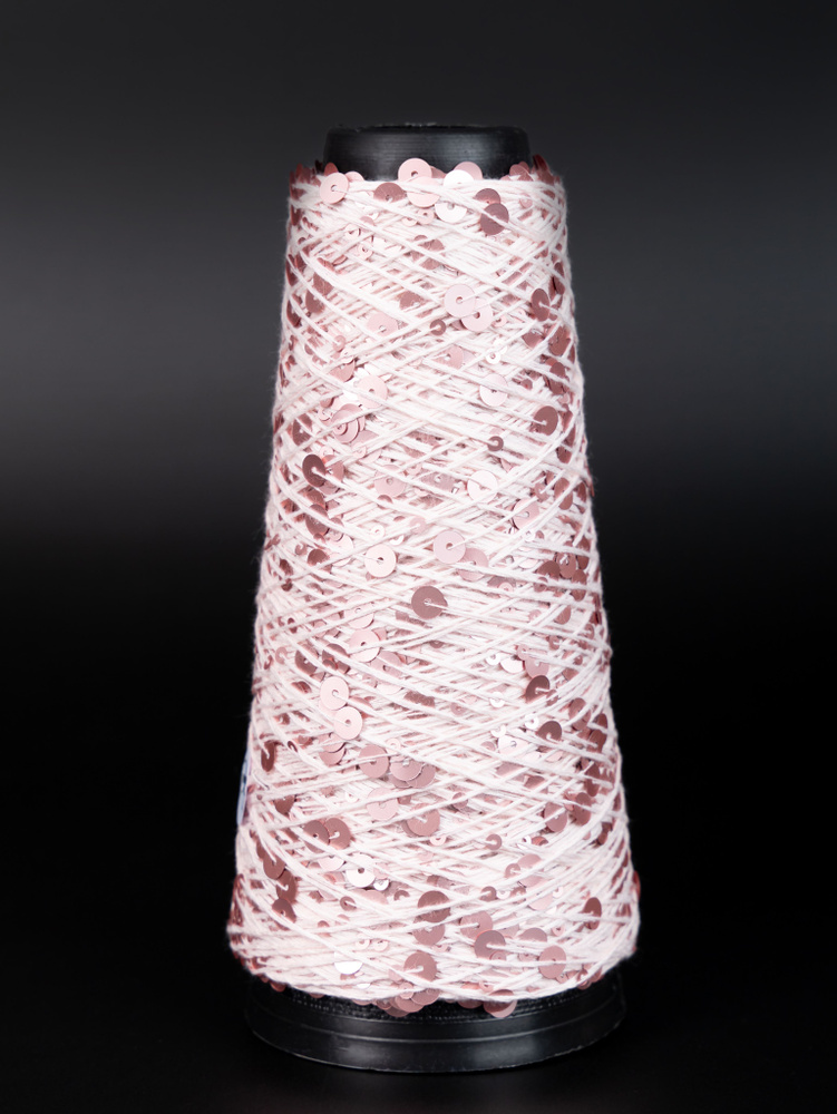 Пряжа с пайетками для вязания, 100 грамм - 240 метров, королевские пайетки 6 мм  #1