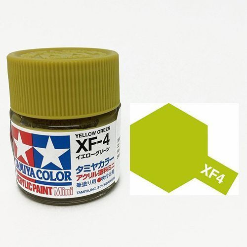 Краска акриловая XF-4 Yellow Green flat, acrylic paint mini 10 ml. (Жёлто-зелёный матовый) Tamiya 81704 #1