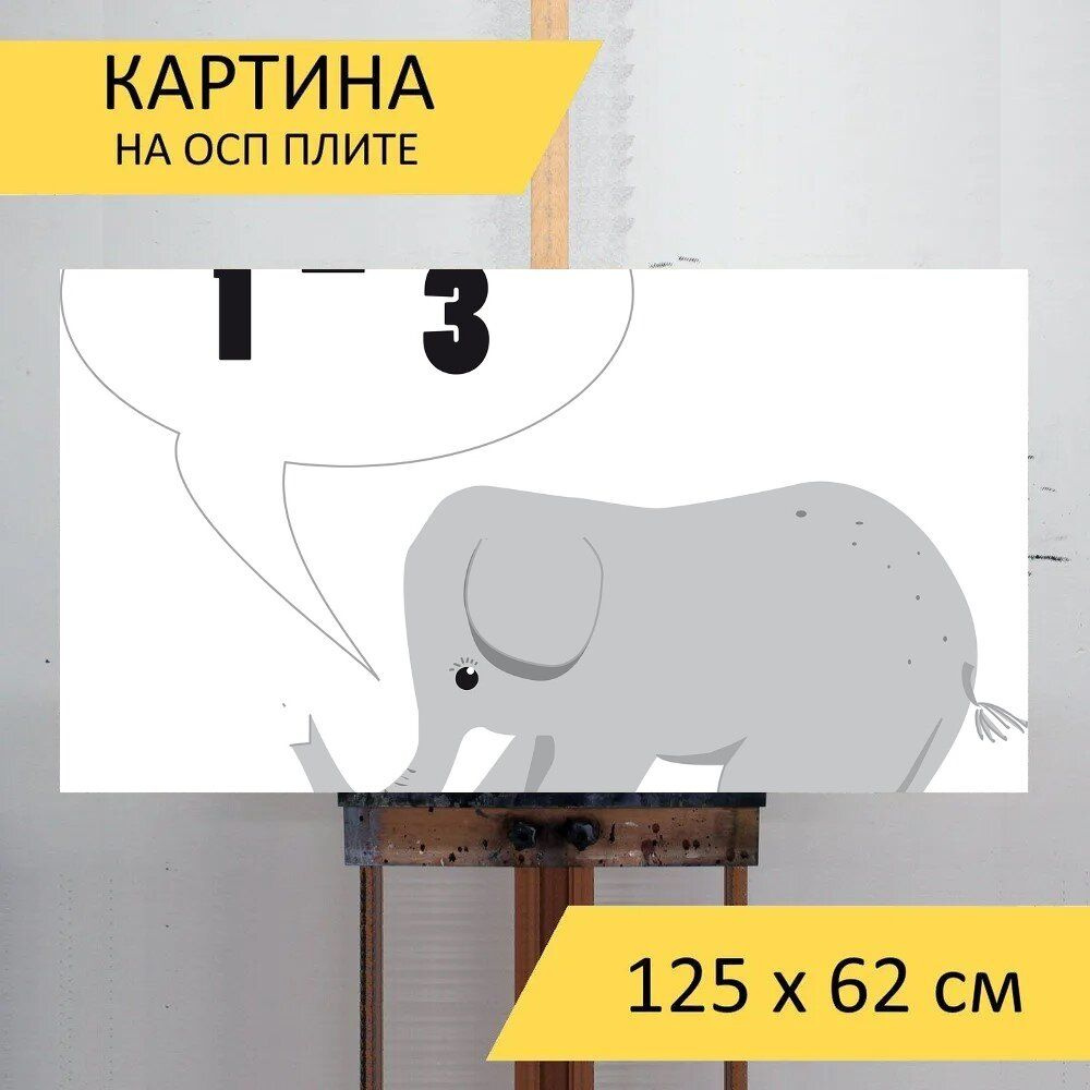 LotsPrints Картина "Слон, объем памяти, рассказать 83", 125 х 62 см  #1