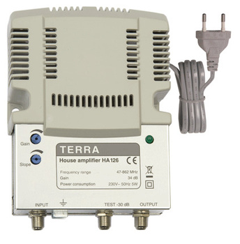 TERRA TE AS038 - Indoor TV Antenna Amplifier 4 Outputs - TE-AS038