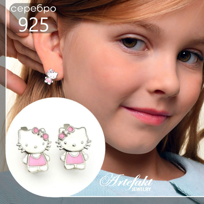 Серьги hello Kitty из глины