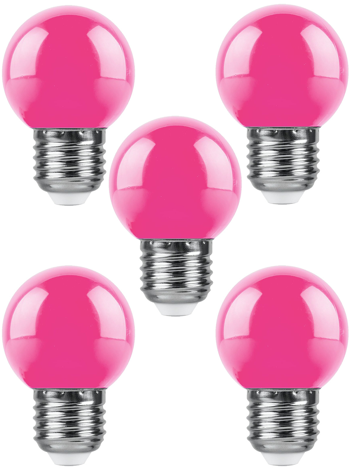 Лампа светодиодная Feron LB-37 Шарик E27 1W розовый 38123 - 5 штук