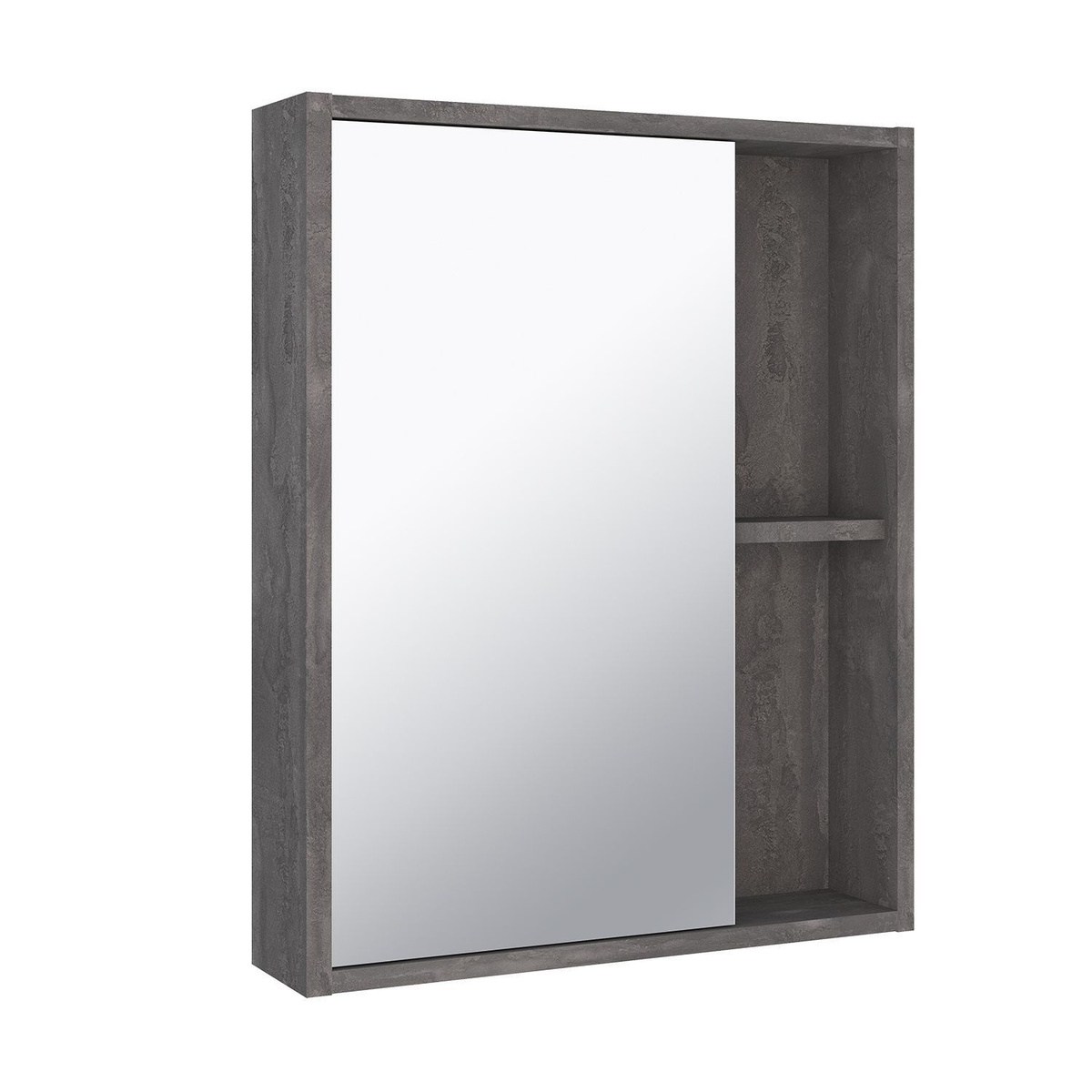 Зеркальный шкаф Runo Эко 52, железный камень, универсальный, полка для ванной