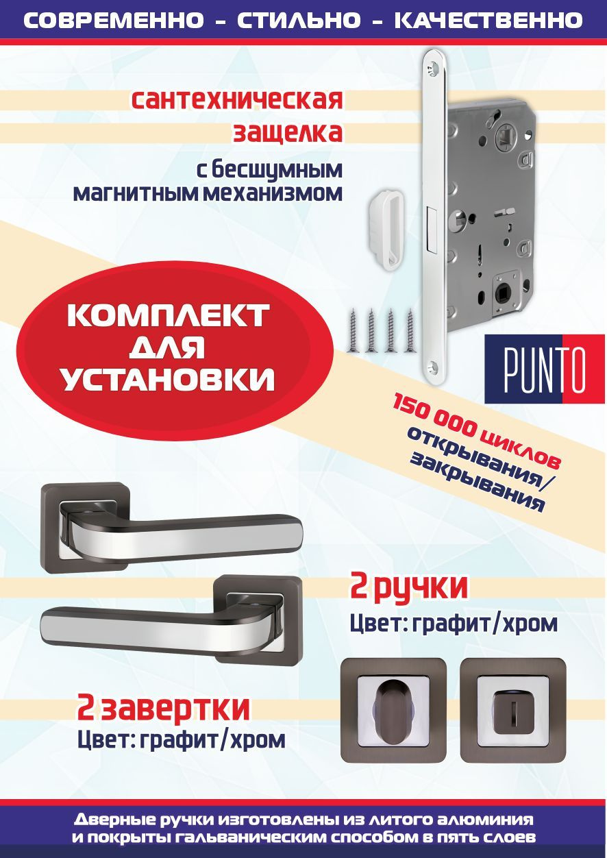 Ручка NOVA QR GR/CP-23 графит/хром  + защелка магнитная + фиксатор