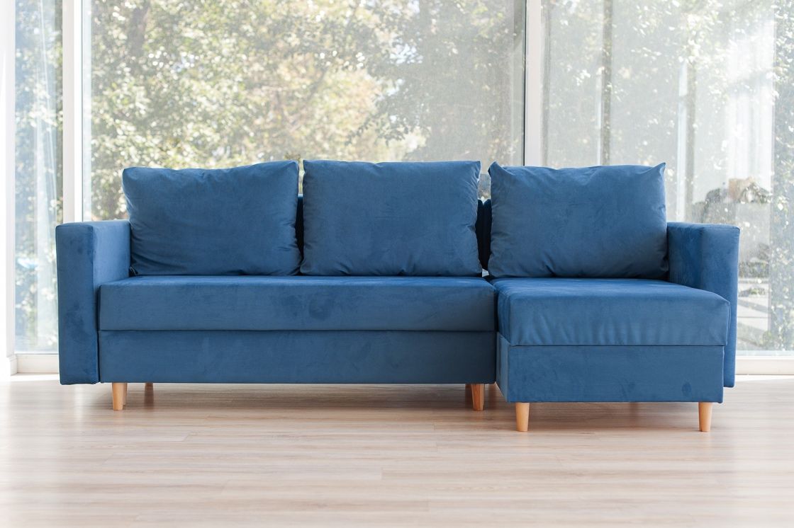 Угловой диван - кровать Ванкувер с оттоманкой, механизм еврокнижка, 240 х145 х 75 см, синий - купить с доставкой по выгодным ценам винтернет-магазине OZON (965946081)
