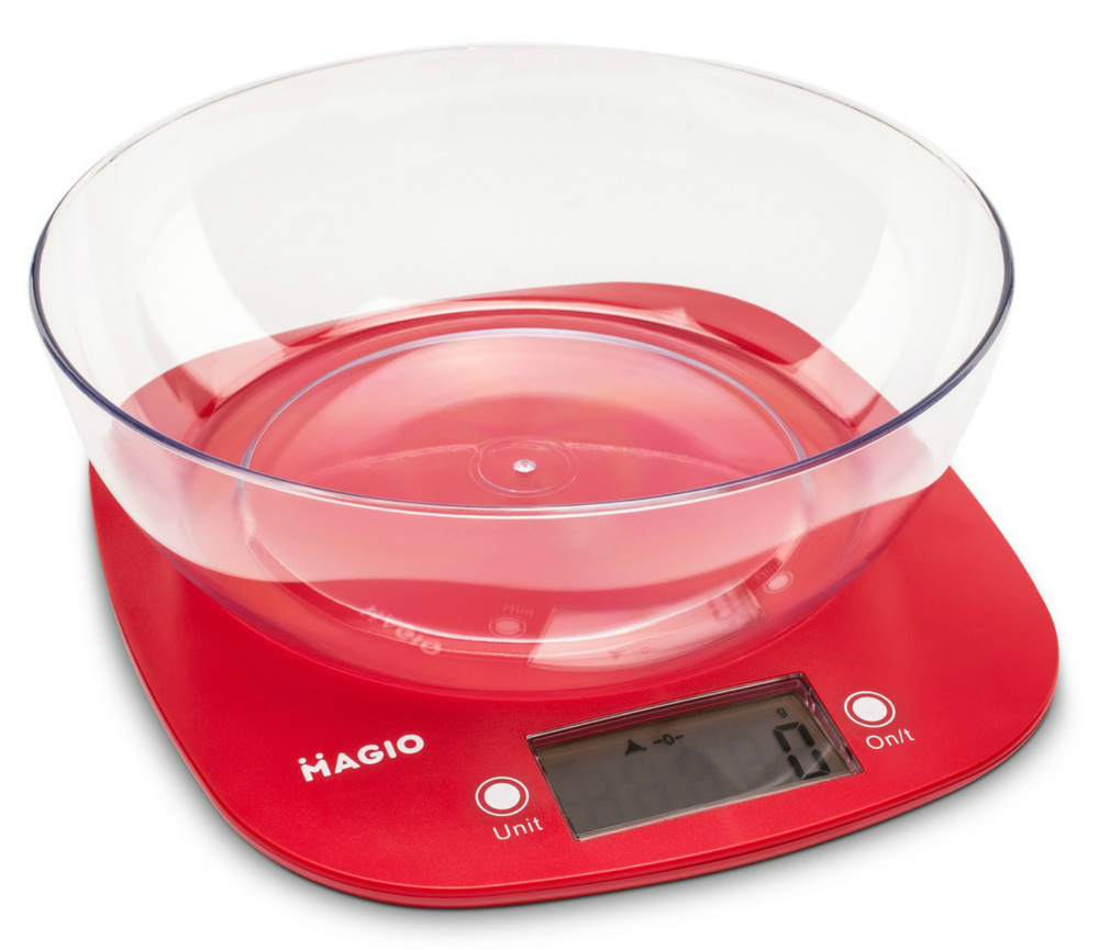 Magio Электронные кухонные весы с чашей, до 5 кг, красный #1