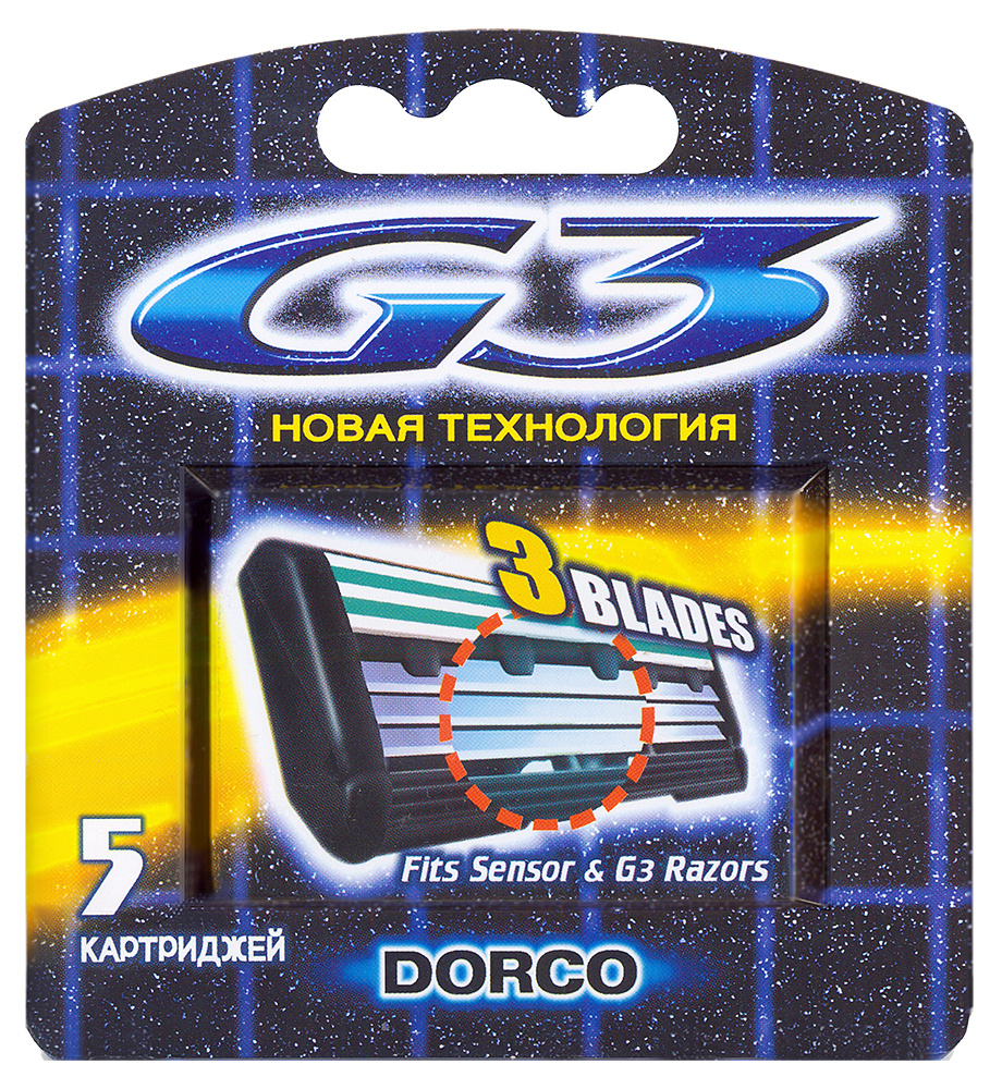 Dorco Сменные кассеты G3, крепление SENSOR, увл.полоса (5 сменных кассет)  #1