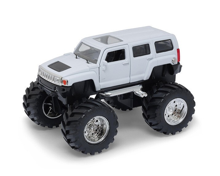 Игрушка модель металлической машины 1:34-39 Hummer H3 (Хаммер) Big Wheel Monster, цвет: белый, Welly #1