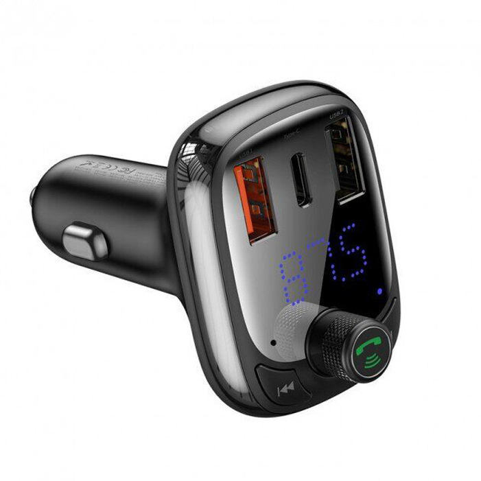 FM-трансмиттер Baseus T typed S-13 Wireless MP3 Car charger (PPS Quick Charger-EU) 2USB + Type-C, CCTM-B01, #1