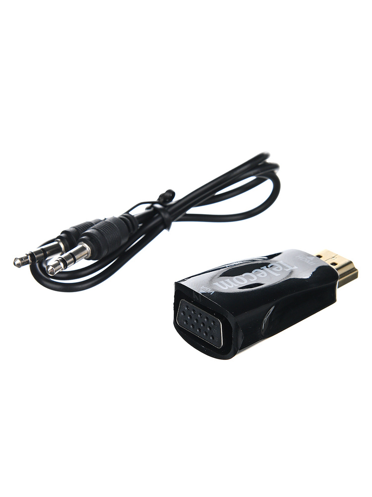 Переходник адаптер HDMI VGA (M/F)+audio TELECOM 4K 30Hz в комплекте аудио кабель (TTC4021B)  #1