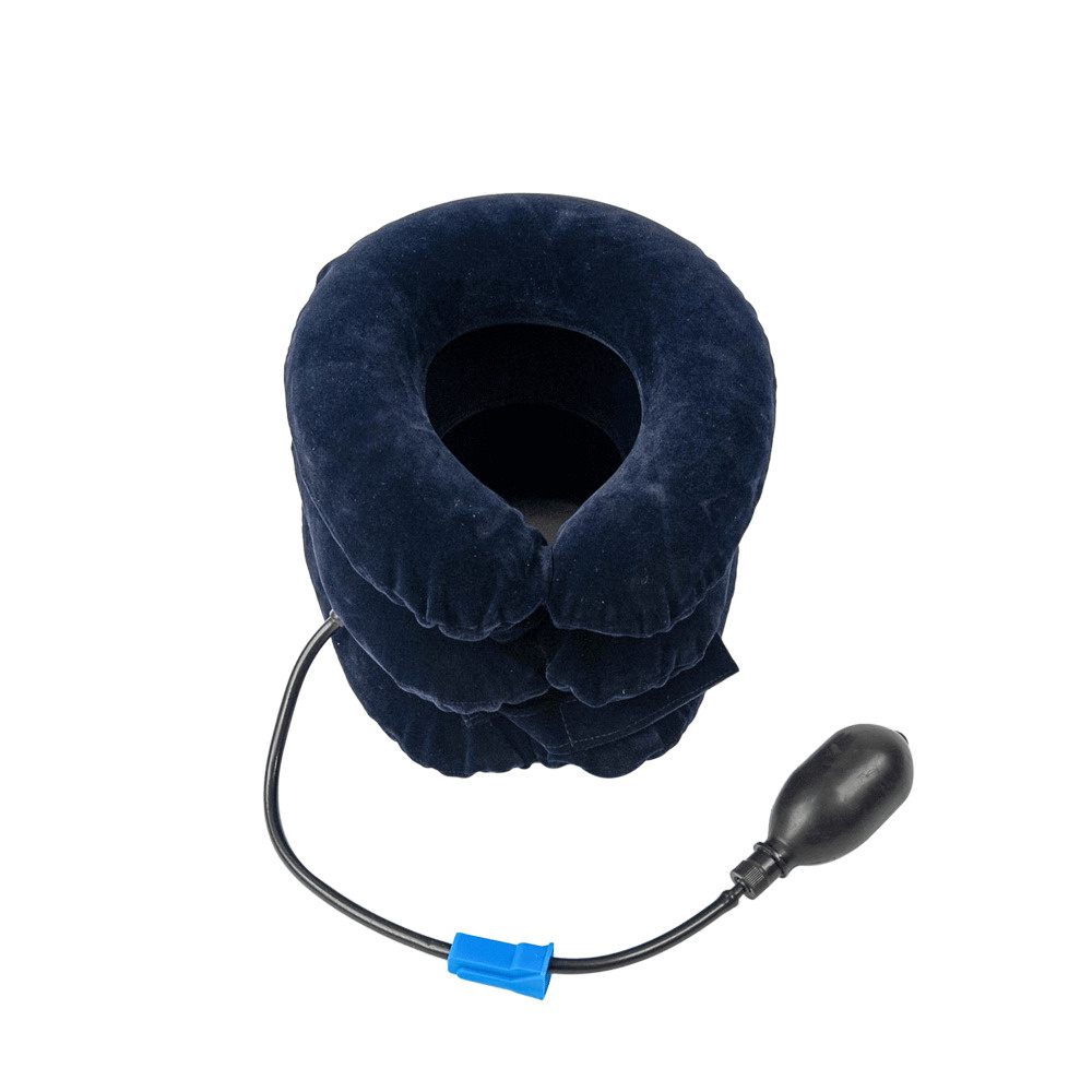 Надувной воротник для шеи (флок ткань, синий) / Шейный воротник надувной при остеохондрозе  #1