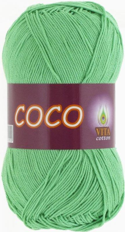 Пряжа хлопковая Vita Cotton Coco (Вита Коко) - 1 моток, 4324 светло-зеленый, 100% мерсеризованный хлопок #1