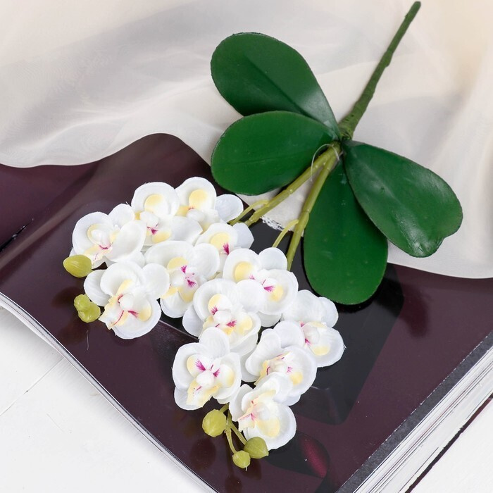 Цветы искусственные "Орхидея королевская" 3.5 см х 28 см, белый  #1