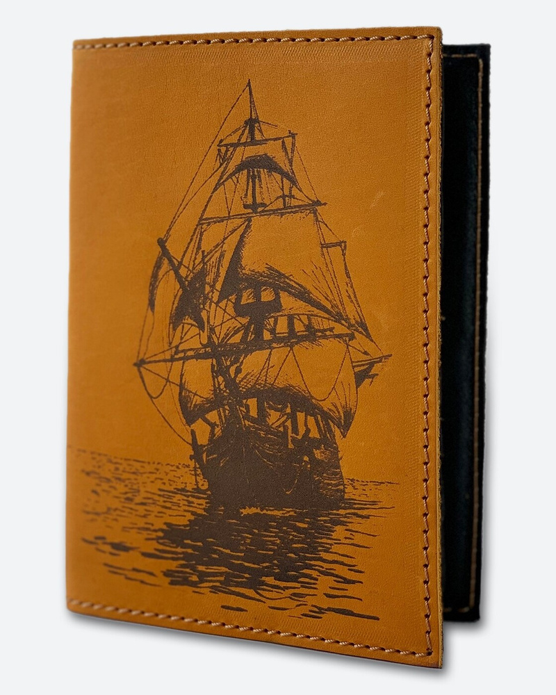 Обложка для паспорта KAZA Корабль светло-коричневый #1