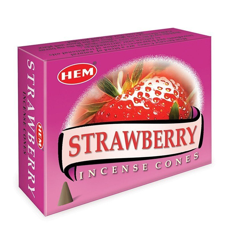 Hem Incense CONES STRAWBERRY (Благовония конусы КЛУБНИКА, Хем), уп. 10 конусов.  #1