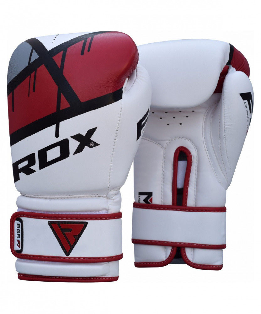 Боксерские перчатки Rdx Bgr-F7 тренировочные, бело-красные, 10 (OZ) унций для спарринга, кикбоксинга, #1