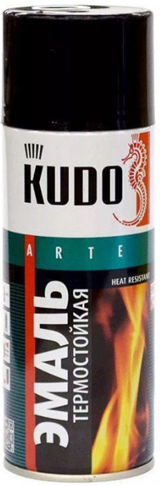 KUDO Аэрозольная краска Гладкая, Термостойкая, до 800°, Кремнийорганическая, Матовое покрытие, 0.520 #1