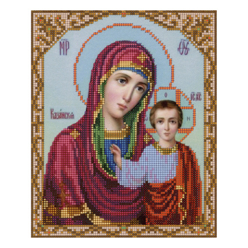 Ткань с нанесенным рисунком для вышивания бисером Hobby&Pro Казанская Богородица 25*30 см, 4008, вышивка #1