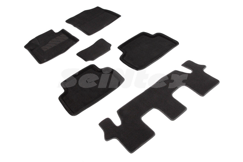 Ворсовые 3D коврики в салон Seintex для KIA Sorento IV 7 seats 2020-н.в. (черные)  #1