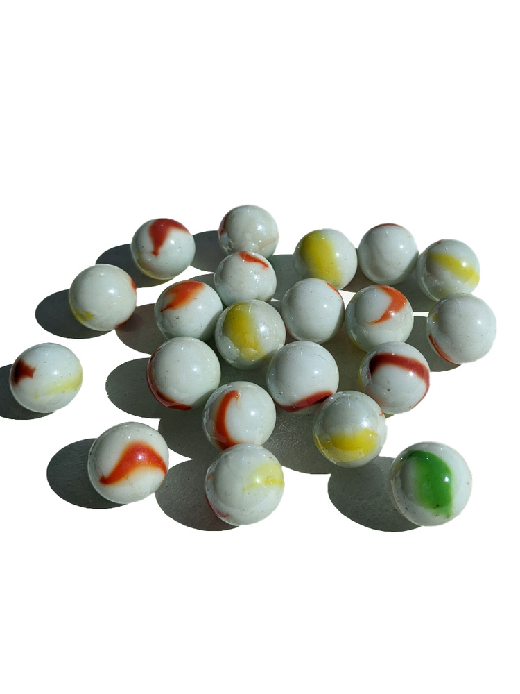Стеклянные шарики марблс / стеклянный грунт с цветным узором Белый, 16 мм, 30 шт  #1