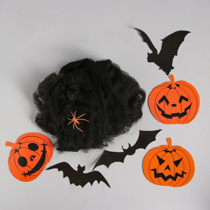 Карнавальный набор Halloween, паутина, фигурки тыквы, летучие мыши / хэллоуин сувенир / хэлллоуин декор #1