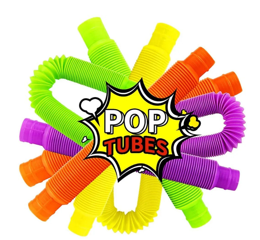 Pop tubes. Набор из 5 шт. Развивающая игрушка антистресс. Поп труба Pop It 20 см/Трубка-гофра для детей #1