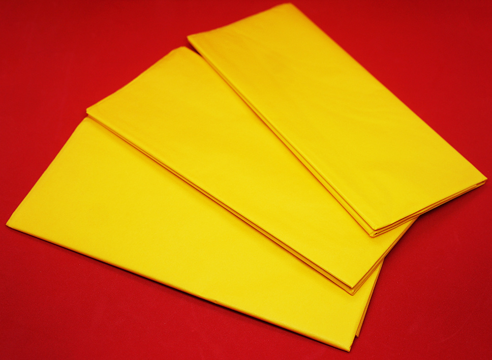 Бумага упаковочная тишью 30 листов 51x66см. цвет желтый #1