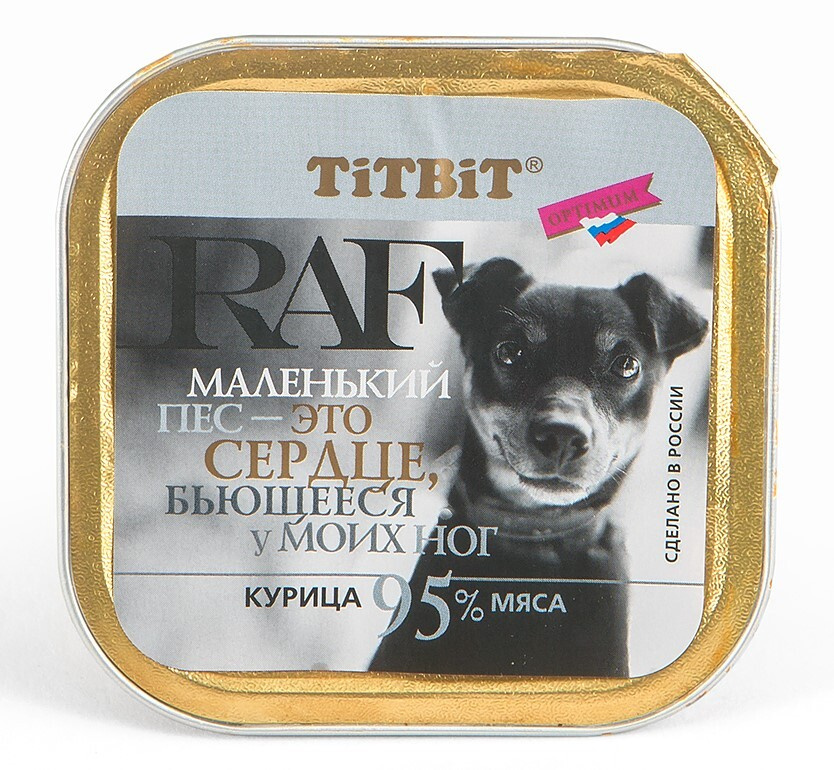 Консервированный корм для собак мелких пород TiTBiT RAF Курица (100 г х 15 шт)  #1