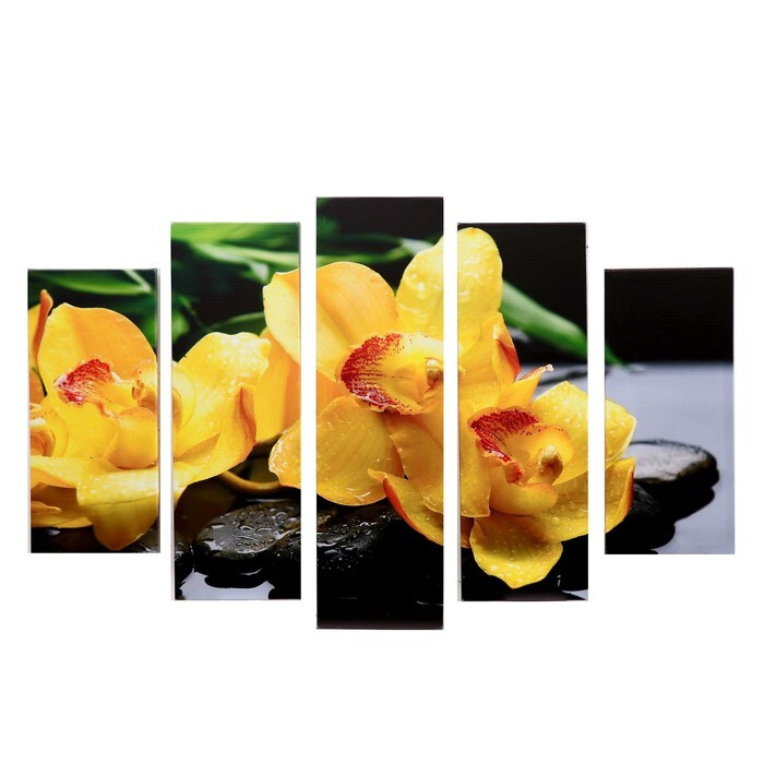 Постер-Лайн Модульная картина "Жёлтые орхидеи" (2-23х52; 2-24х70; 1-24х80) 120х80см  #1