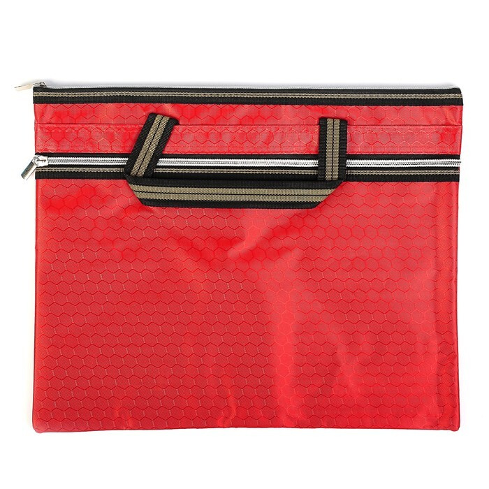Портфель с 1 отделением Calligrata А4, текстиль на молнии с ручками, с карманом, красный  #1
