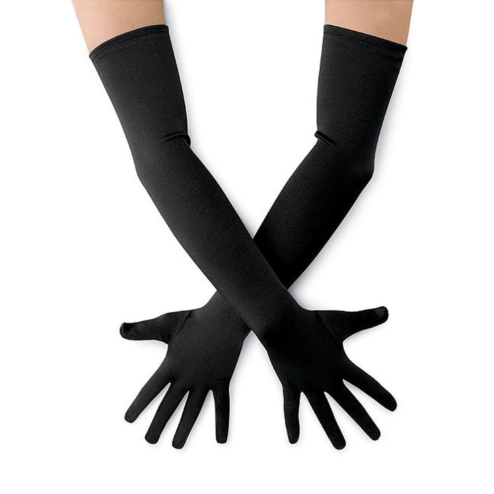 Карнавальные перчатки Классика, цвет Черный, длина 40 см  #1