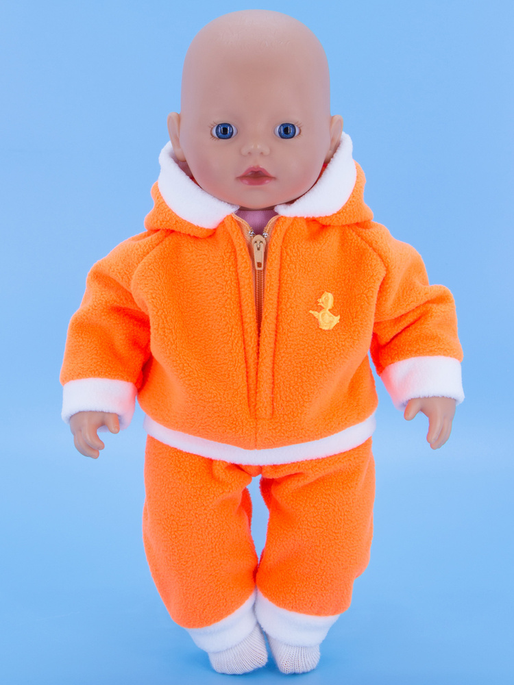 Одежда для кукол Модница Костюм из флиса для пупса Беби Бон (Baby Born) 32-35 см оранжевый  #1