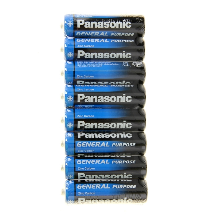 Батарейка солевая Panasonic General Purpose, AA, R6-8S, 1.5В, спайка, 8 шт. #1