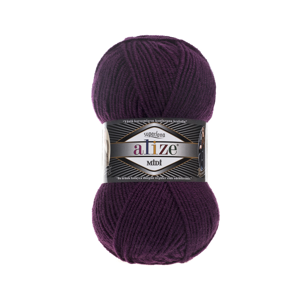 Пряжа для вязания ALIZE SUPERLANA MIDI, цвет: 111 (сливовый); 1 моток, состав: 25% шерсть, 75% акрил, #1