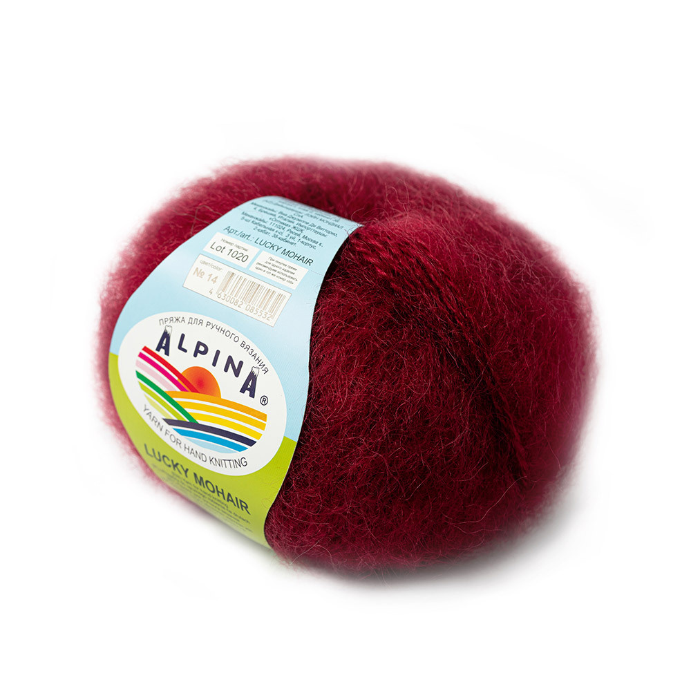 Пряжа ALPINA "LUCKY MOHAIR" 60% кид мохер, 40% акрил 50 г 150 м №14 бордовый  #1