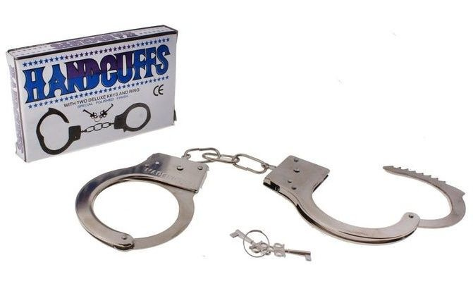 Серебристые металлические наручники с ключиками #1