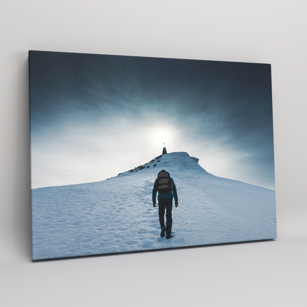 Картина на холсте (интерьерный постер) "Восхождение на Эверест" путешествия, с деревянным подрамником, #1