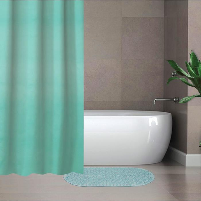 Набор для ванной SAVANNA Селест: штора 180 х 180 см, ковёр 38 х 69 см, цвет морской волны  #1