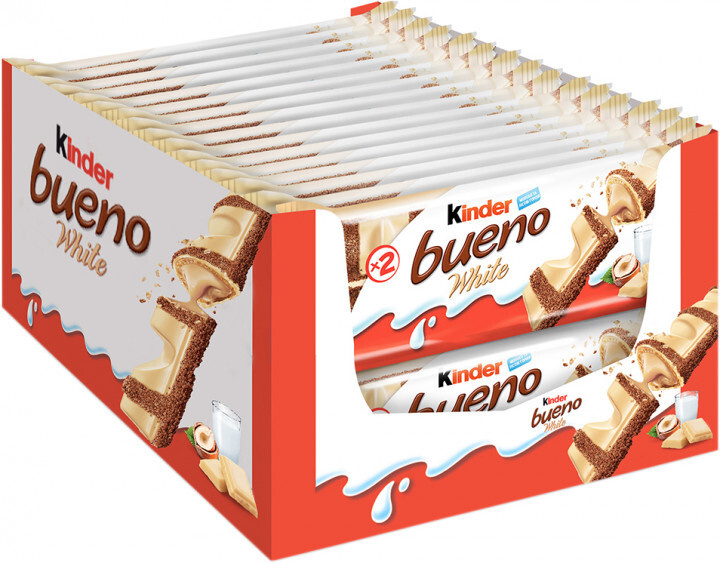 Вафельный батончик Kinder Bueno White (Киндер буэно белый), вафли в белом шоколаде, 30 шт по 39 г  #1