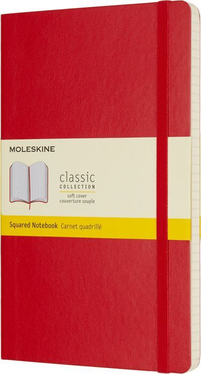 Блокнот в клетку Moleskine Classic Soft, В6, сшитый, полиуретан, 96 л, красный  #1