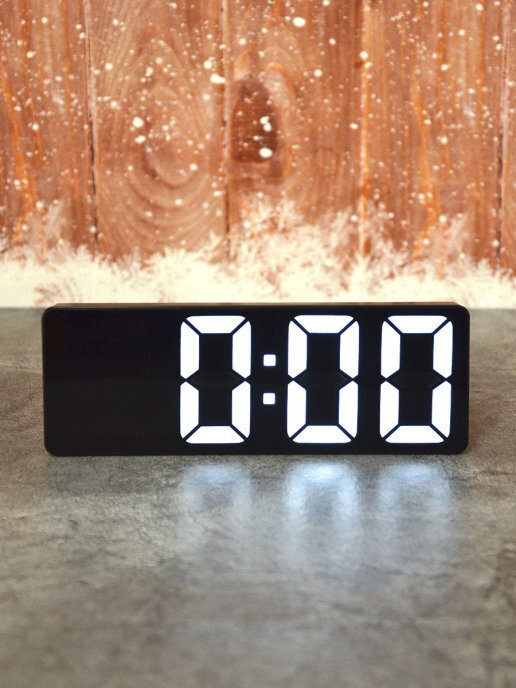 Настольные электронные часы с большим LED дисплеем GH0712L, будильник, термометр. Большие цифры.Черный #1