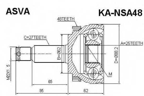 ШРУС HYUNDAI/KIA SPORTAGE/TUCSON 04- наружный 25x62x27 ASVA KANSA48 #1