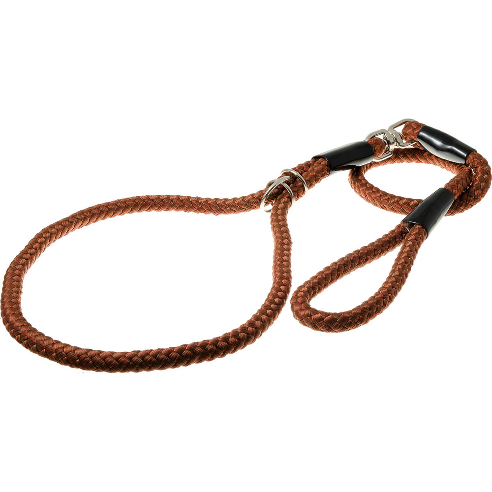 Ринговка для собак, круглая с кольцом, обхват до 80 см, нейлон ширина 15 мм, длина 120 см, красно-коричневая, #1