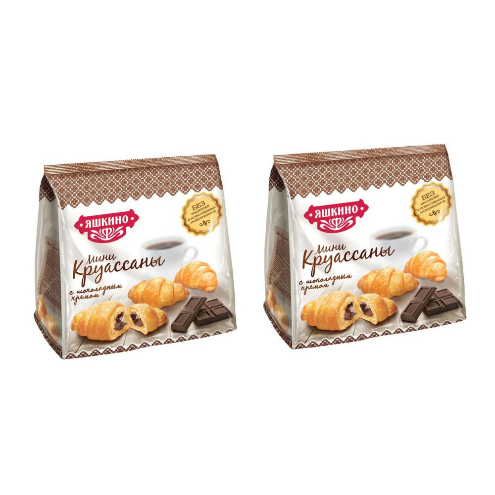 Яшкино, мини-круассаны с шоколадным кремом, 180 г, 2 уп #1