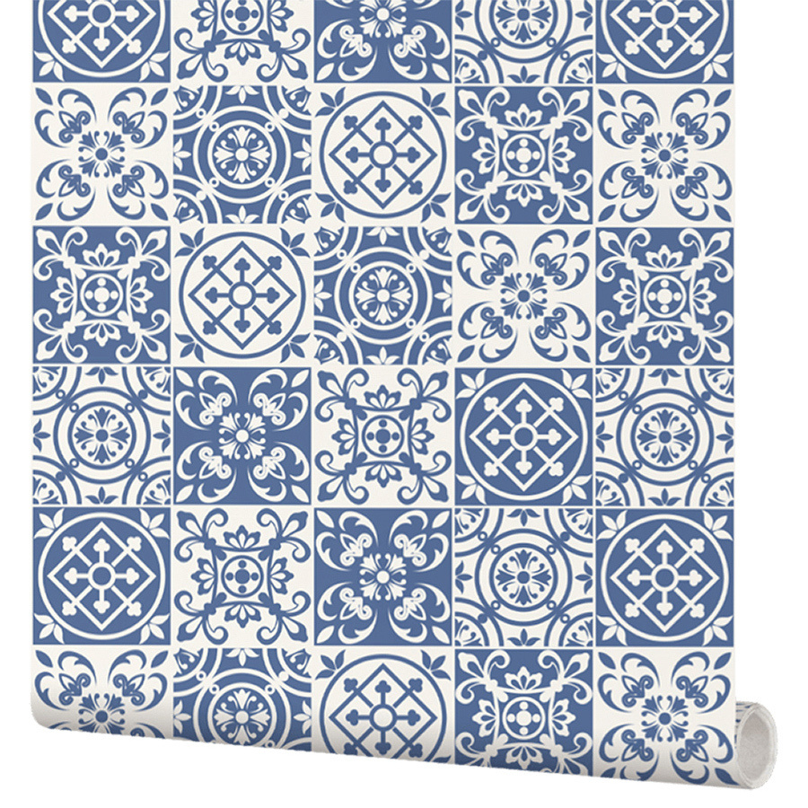 Пленка самоклеющаяся "Плитка азулежу сине-белая" для мебели и декора, 64x270 см (Арт. 64-153)  #1