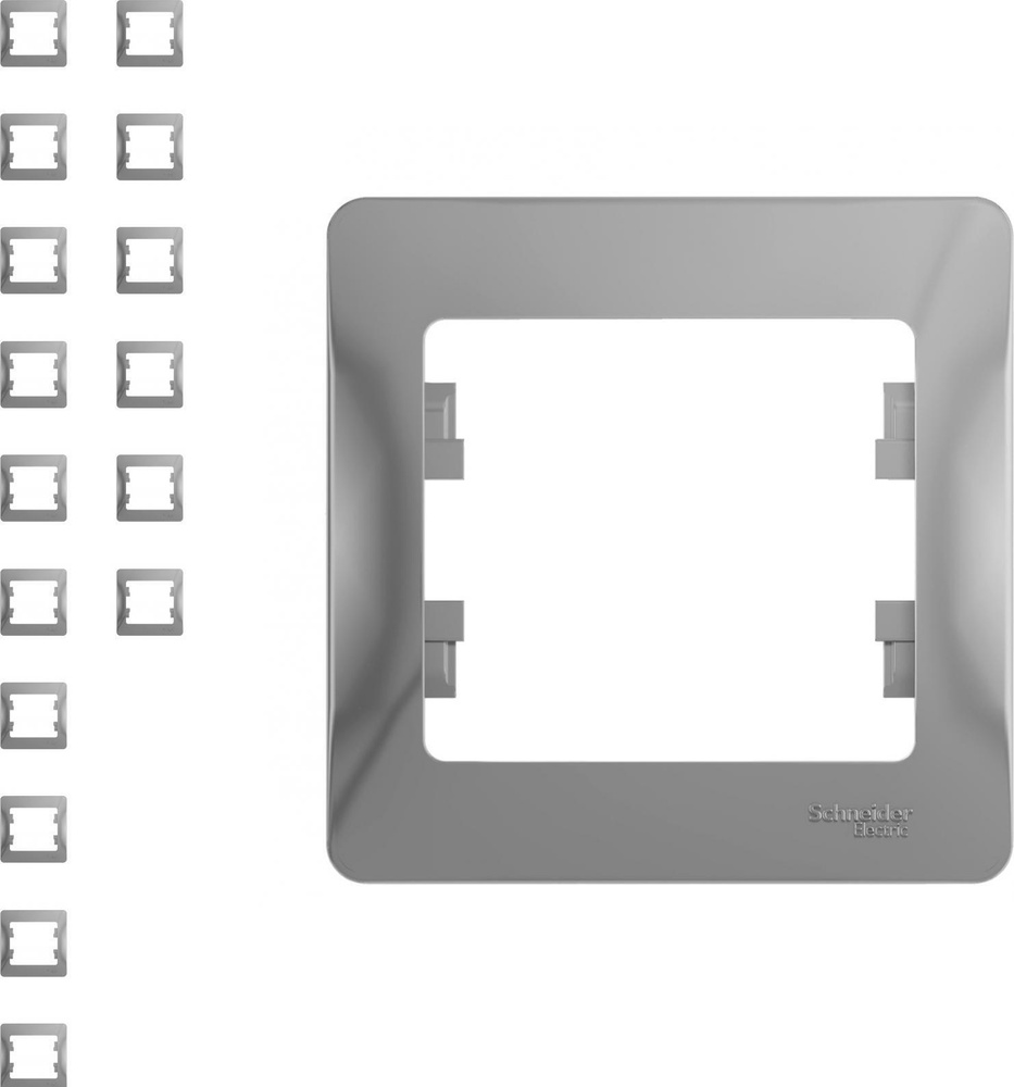 Рамка Schneider Electric Glossa одноместная горизонтальная алюминий (комплект из 16 шт)  #1