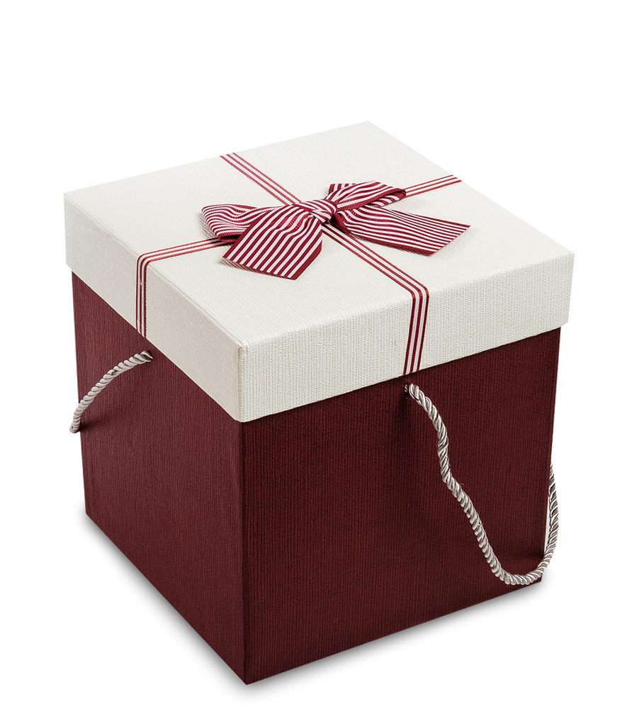 Коробка подарочная "Куб" бордовая белая 16*15*15 см #1