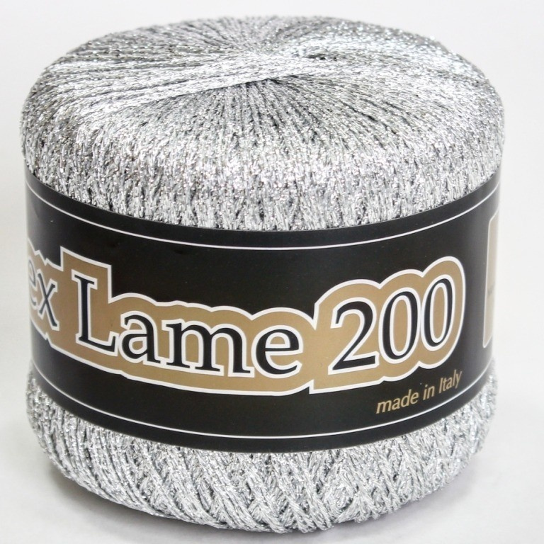 Пряжа Lurex Lame 200 (Люрекс Ламе 200) Seam 25 гр 200 м 5 мотков Цвет 900 серебро  #1