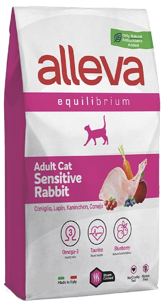 Сухой корм ALLEVA EQUILIBRIUM SENSITIVE RABBIT ADULT CAT, для взрослых котов/кошек с чувствительным пищеварением, #1